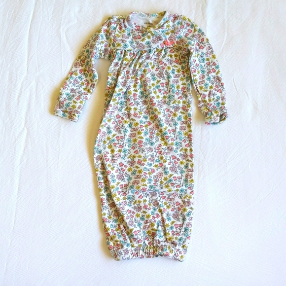 carter's newborn baby girl floral night gown & matching bodysuit diaper shirt - Picture 5 of 9